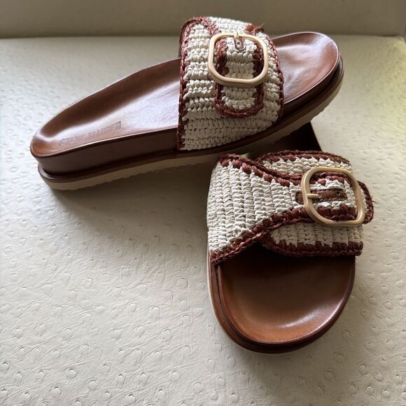 Memphis Shoes - Steve Madden Women's Memphis Raffia Sandal Cognac 8.5 NWOB Boho Festival Cottage